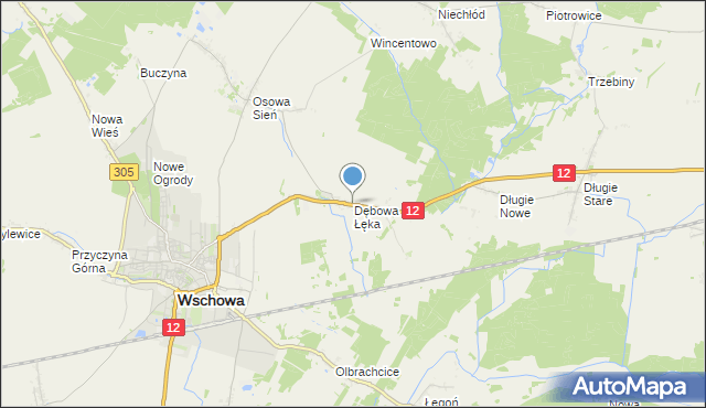 mapa Dębowa Łęka, Dębowa Łęka na mapie Targeo